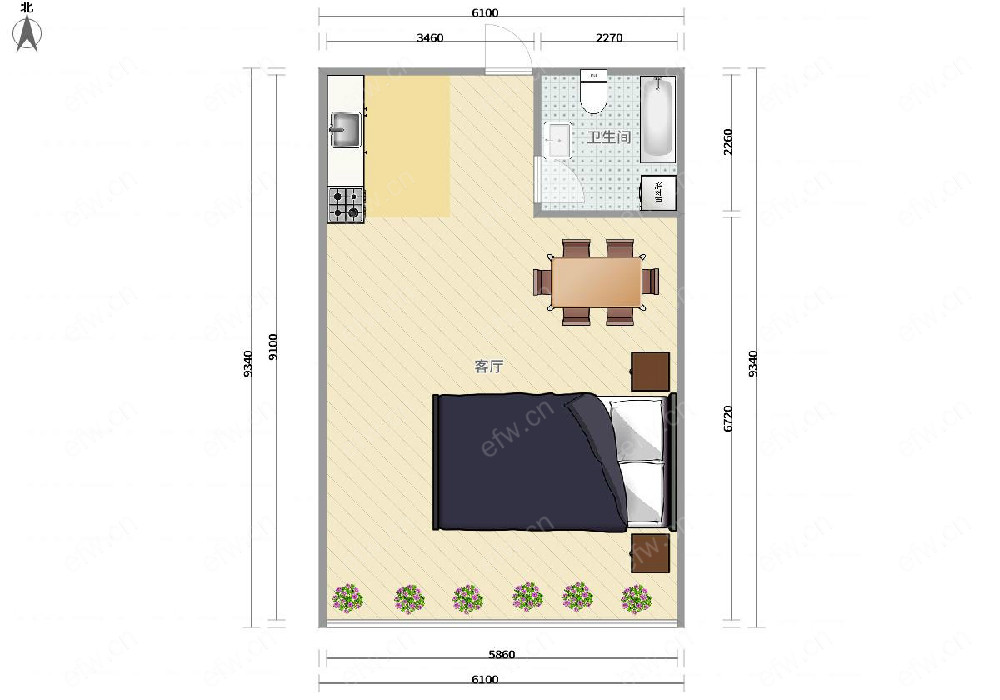 蠡湖际公寓(湖滨街11号) 1室1厅