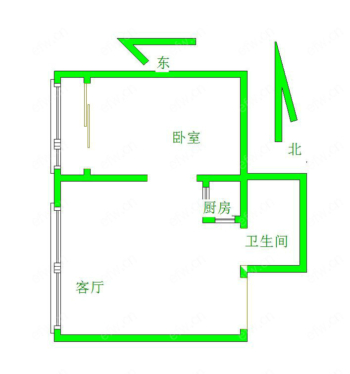 长江绿岛(奕淳公寓) 1室1厅