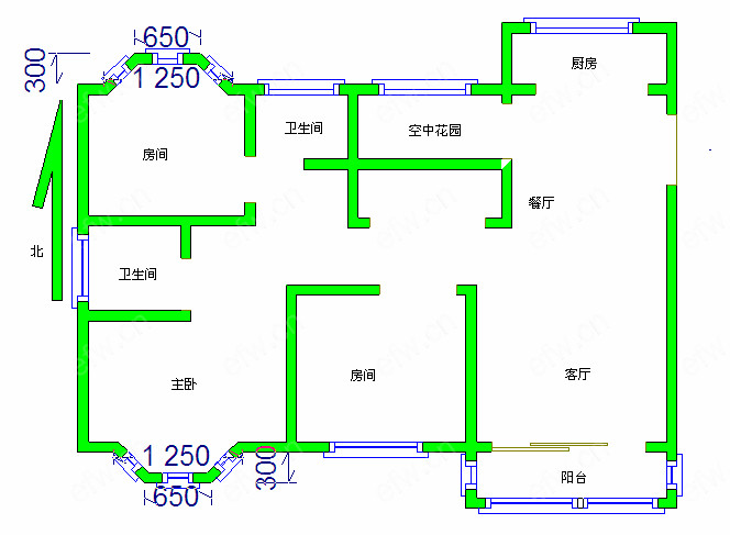 红豆人民路九号(红园) 3室2厅1