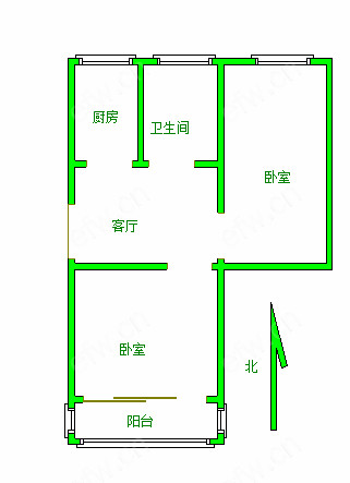 西横街 2室1厅，南北通透，近地铁2号线口，繁华地段